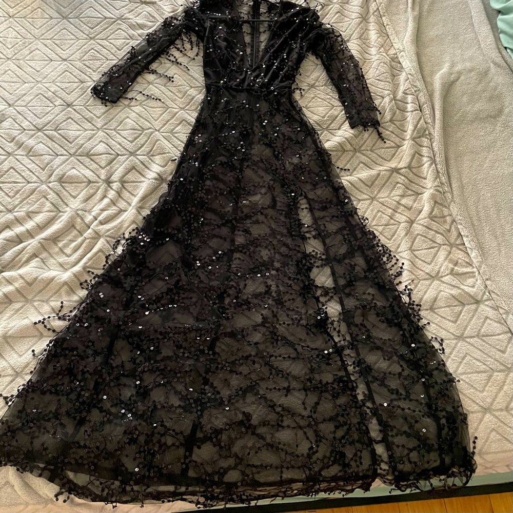 Long Sequin Black Dress